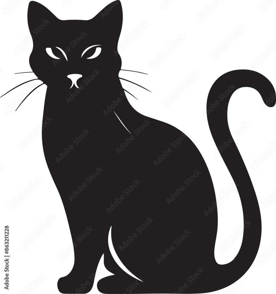 A cool cute cat silhouette Illustraion vector . A cool cute cat silhouette Illustraion vector .
