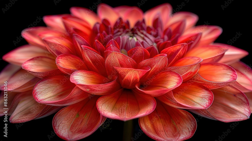 Red-and-yellow flower on black background Red-and-yellow flower on black background