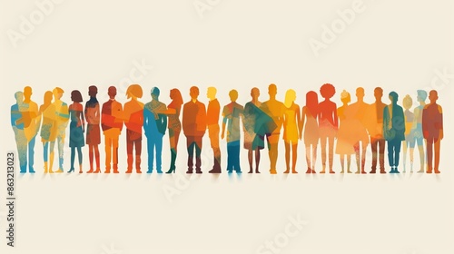 Vector graphic of people in a line. Great for International Day, Cooperatives Day, celebrations, greeting cards, and more.