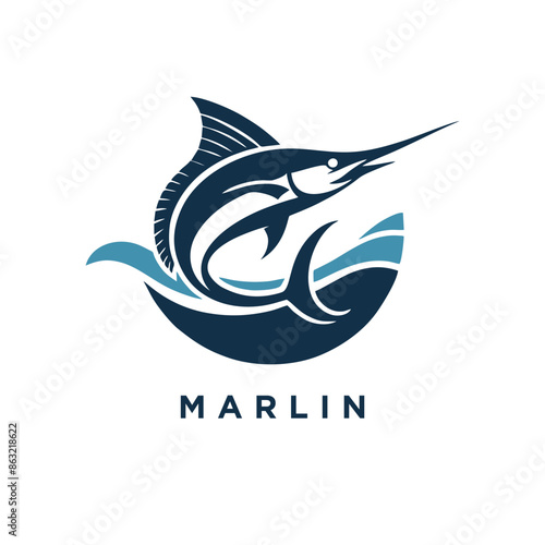 marlin fish logo design icon template
