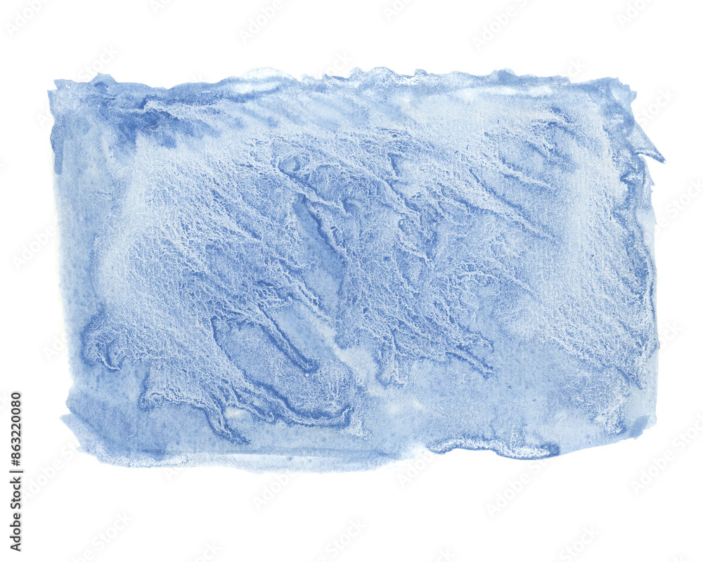 Obraz premium Watercolor backdrop template. Abstract stains texture design element in light blue hues. Dynamic spills of blue paint background for invitation, save the date, wedding, postcard, quotes