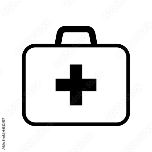First aid box icon, medical briefcase icon.