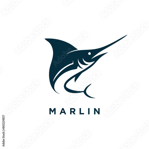 marlin fish logo design icon template