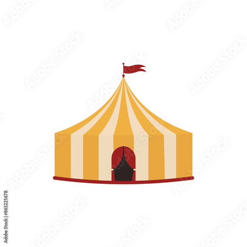 Circus tent icon. Funfair and carnival symbol. Vector illustration.