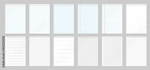 notebook pages with  top holes 2 grid lined music score dotted
