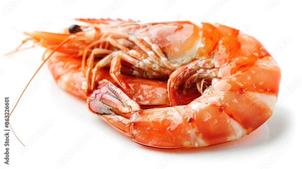 Tasty whole shrimp cooked and isolated on a white background Tasty whole shrimp cooked and isolated on a white background