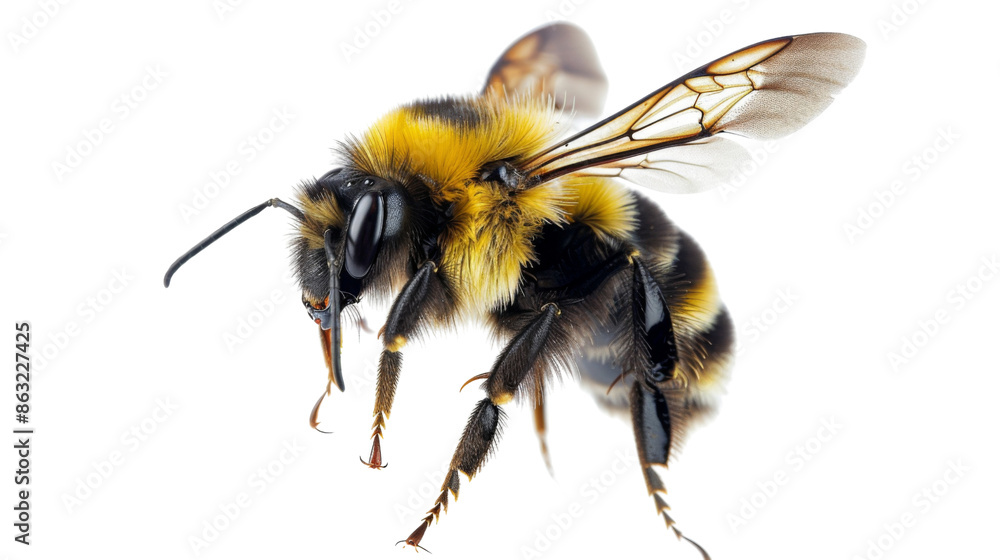 Bee is flying, isolated on transparent background Bee is flying, isolated on transparent background