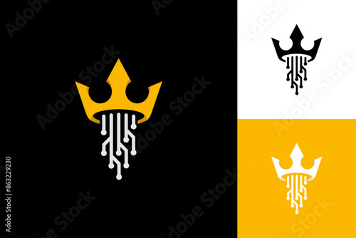 Crown Tech . King Tech . technology king logo design