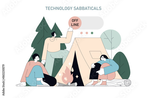 Digital Detox. Flat Vector Illustration