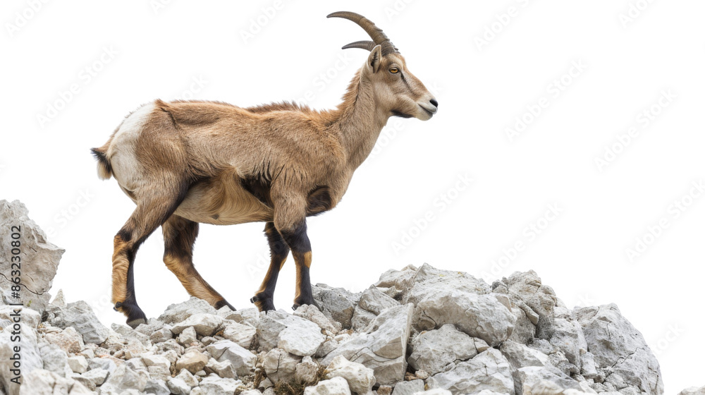 Ram with big horns on white background Ram with big horns on white background