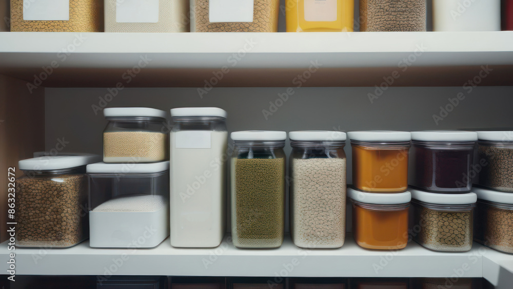 An image of a well-organized pantry filled with diet-friendly food items.