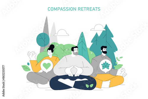 Compassion Focused Therapy. Flat Vector Illustration
