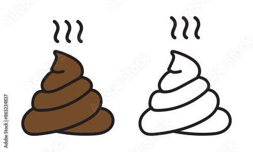 Poop vector set. Dog shit graphic. Animal poo icon.