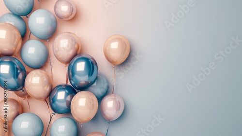 Wallpaper Mural A cluster of pastel blue and pink balloons with a soft, blurred background. The image has a minimalist and elegant feel, perfect for celebratory occasions. Torontodigital.ca