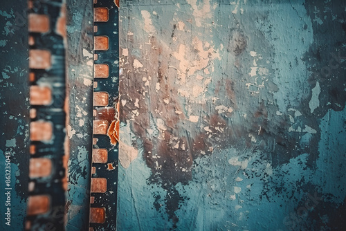 Vintage Grunge Film with Corroded, Scratched Negative Strip: Isolated 8K 16:9 Analog Vignette Border in 3D Rendering