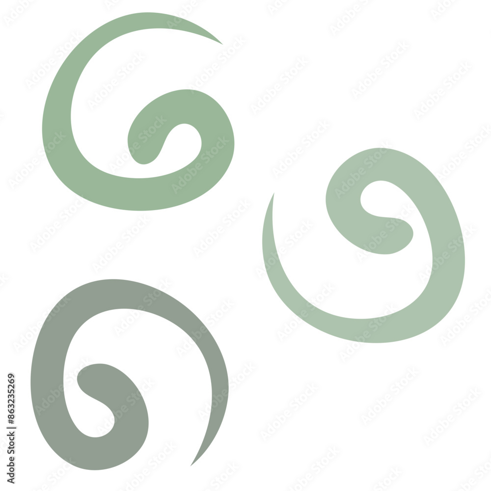 Abstract swirling shapes in shades of green Abstract swirling shapes in shades of green