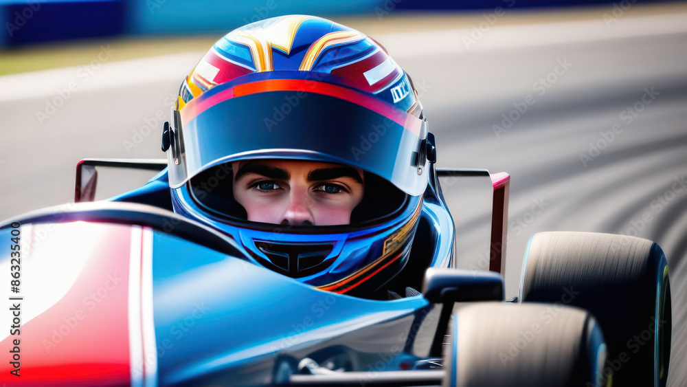 A close-up, action-packed image of a karting enthusiast, in the midst of a race. A close-up, action-packed image of a karting enthusiast, in the midst of a race.