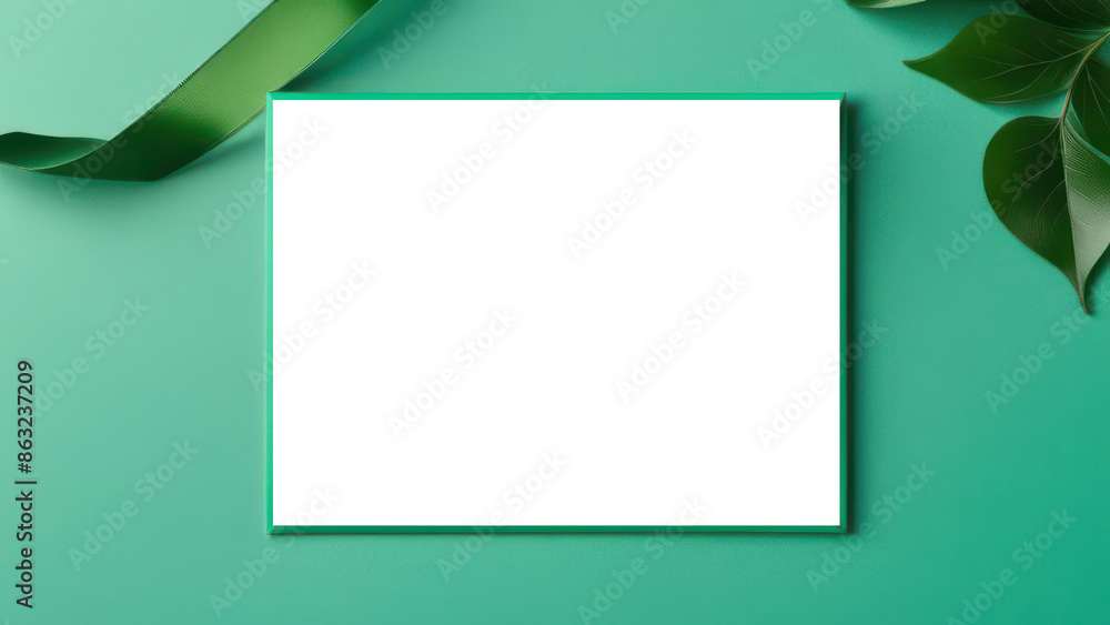 Green envelope with ribbon on green background. Green envelope with ribbon on green background.