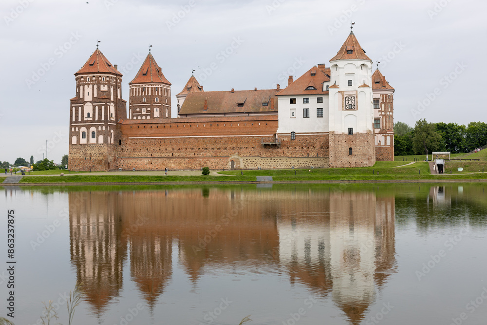 Mir Castle Complex in summer on a gloomy day Mir Castle Complex in summer on a gloomy day