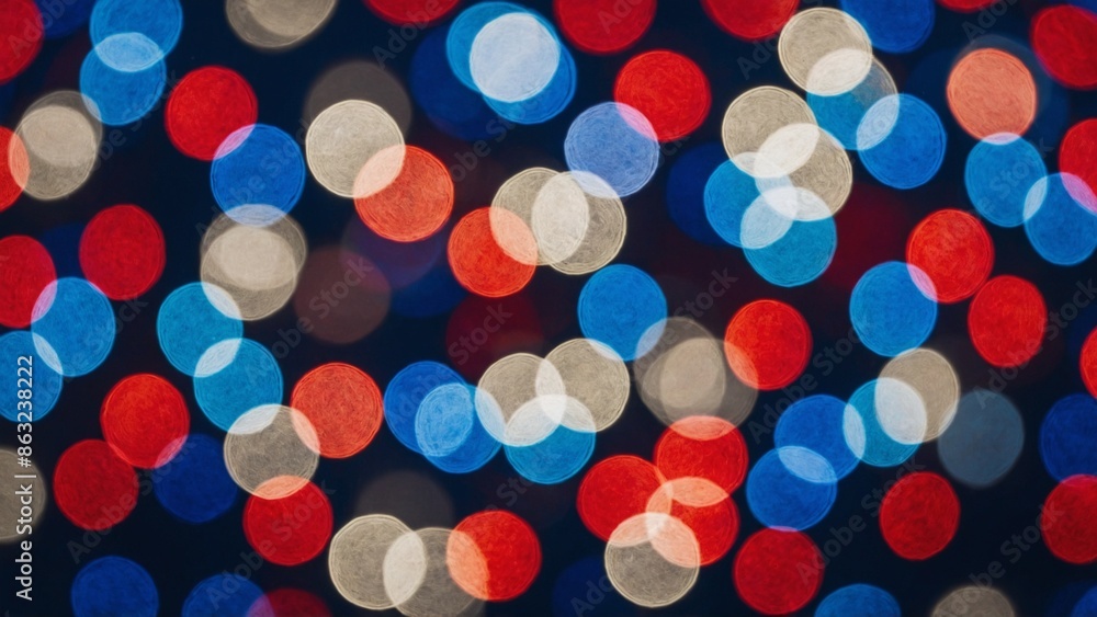Patriotic USA American flag red white and blue colors bokeh lights circle dots background Patriotic USA American flag red white and blue colors bokeh lights circle dots background