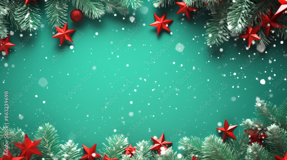 Naklejka premium Beautiful X Mas Theme Wallpaper in Green with Copyspace