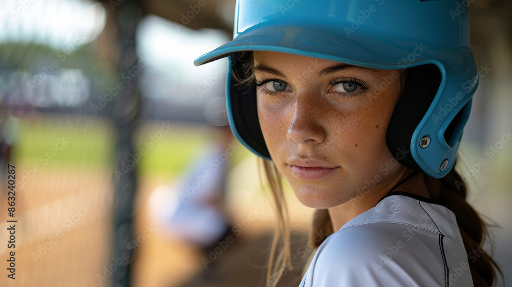 closeup shot of female softball player closeup shot of female softball player