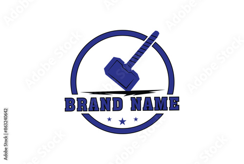 thor hammer circle logo design