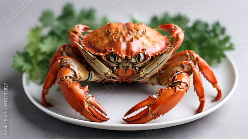 Freshly Cooked Red Crab on White Plate