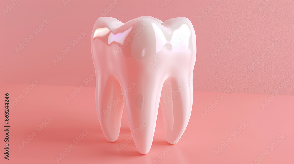 3D image of a tooth and its gum, shown on a light-colored background. 3D image of a tooth and its gum, shown on a light-colored background.