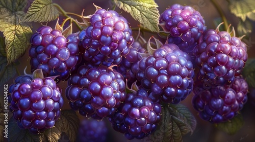 Wallpaper Mural Ripe Blackberries Hanging On A Branch In Sunlight Torontodigital.ca