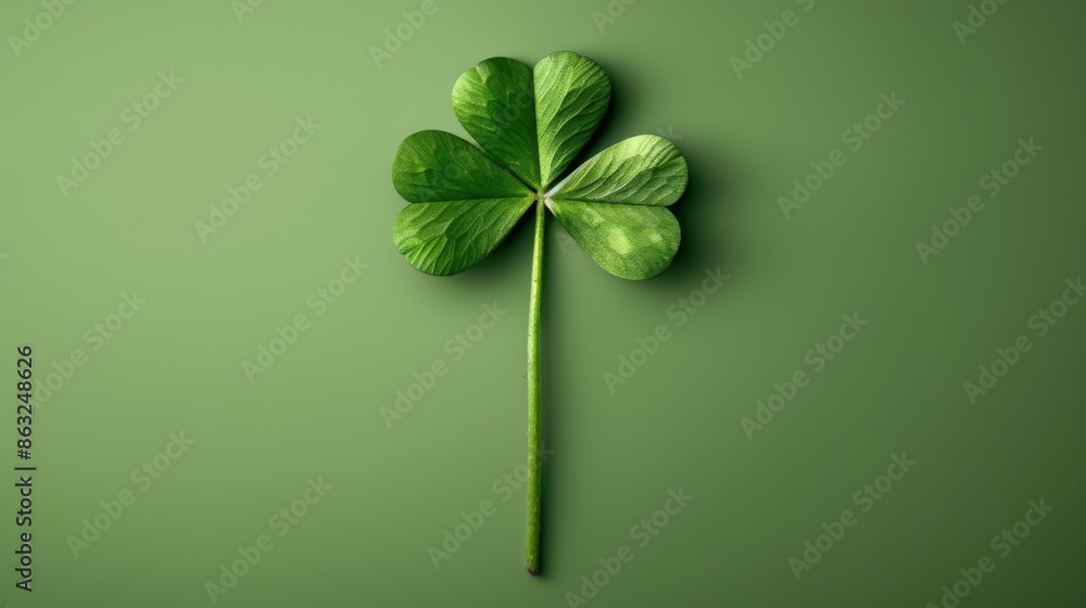 A detailed image of a four-leaf green clover on a solid green background, symbolizing good luck. A detailed image of a four-leaf green clover on a solid green background, symbolizing good luck.