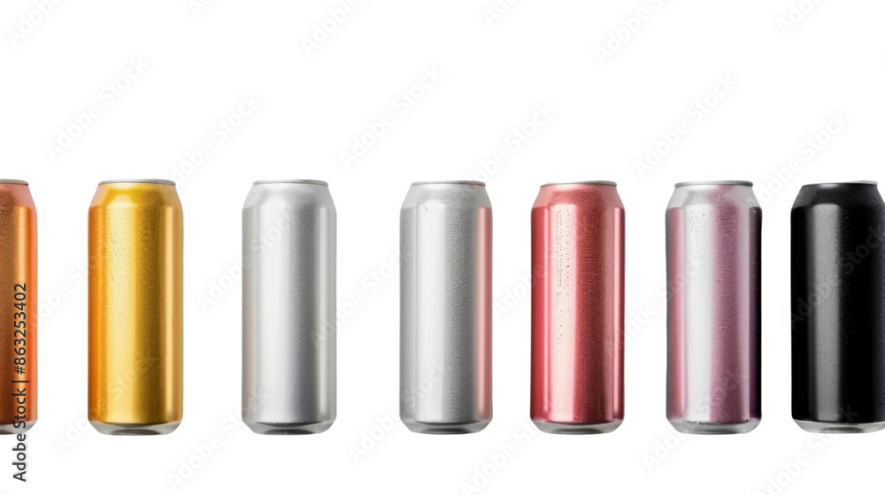 Blank beverage cans on transparent background Blank beverage cans on transparent background