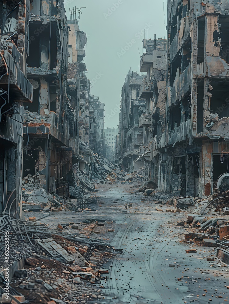 The ruins of cities hit by missiles in war can symbolize the violence and loss of international warfare. This image can be used to raise awareness of the effects of war and support calls for peace. The ruins of cities hit by missiles in war can symbolize the violence and loss of international warfare. This image can be used to raise awareness of the effects of war and support calls for peace.