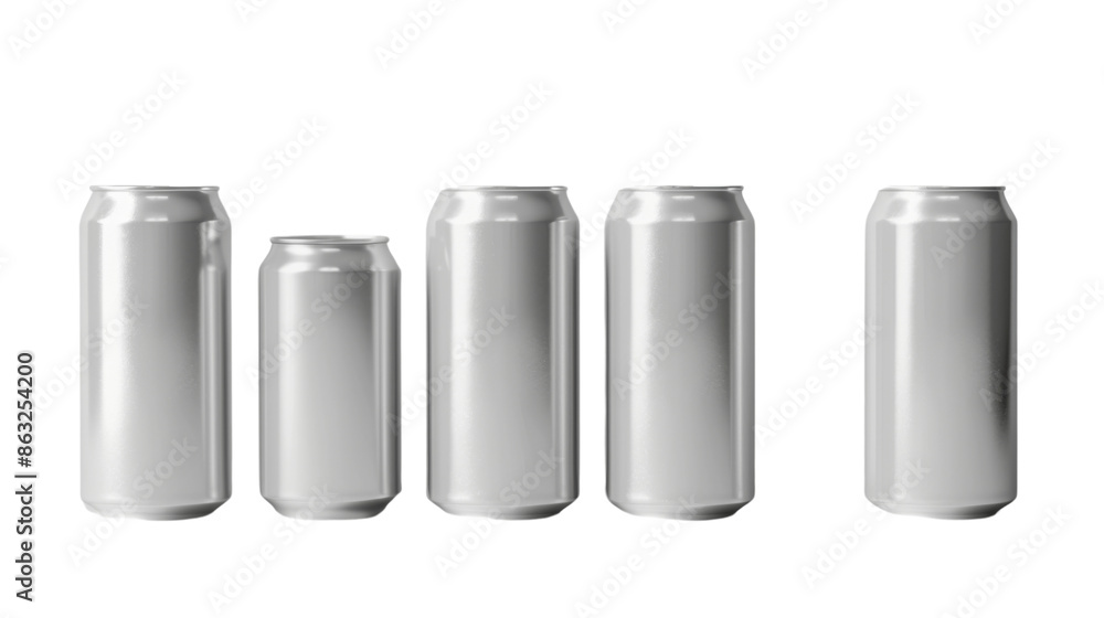 Blank beverage cans on transparent background Blank beverage cans on transparent background