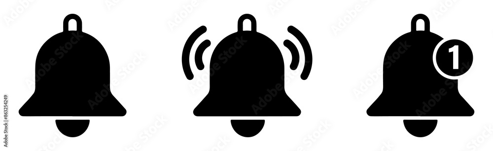 Obraz premium Bell notification flat vector icons set