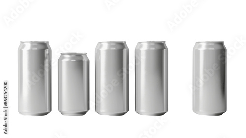 Blank beverage cans on transparent background