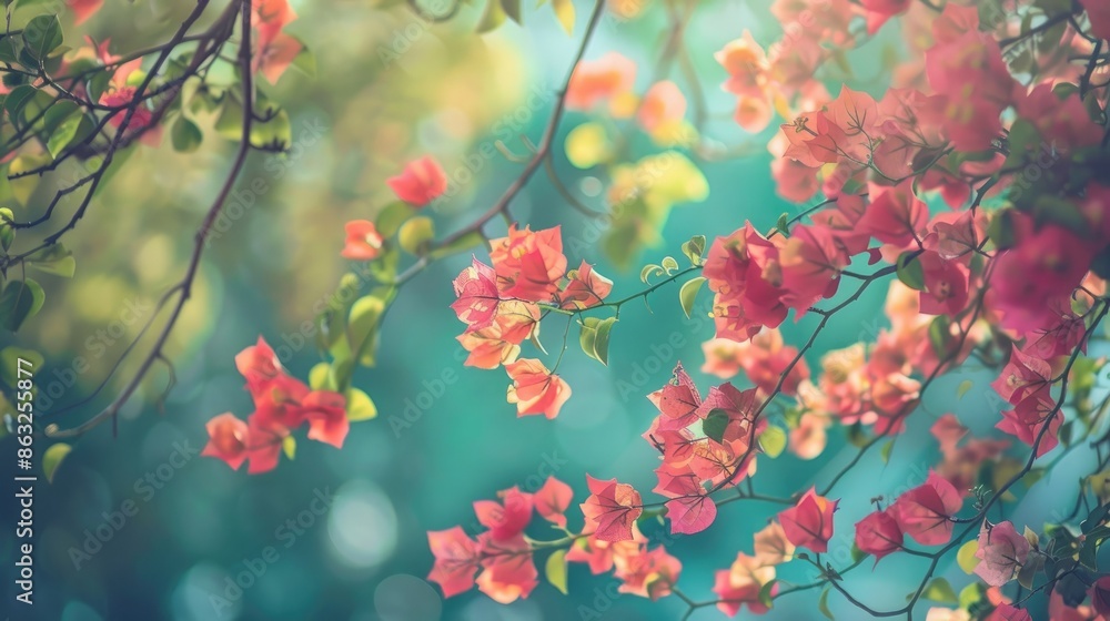 Colorful bougainvillea branches against a natural backdrop Colorful bougainvillea branches against a natural backdrop