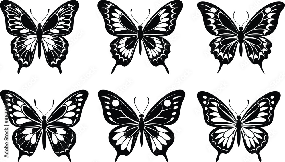 Naklejka premium Butterfly silhouette vector illustration 