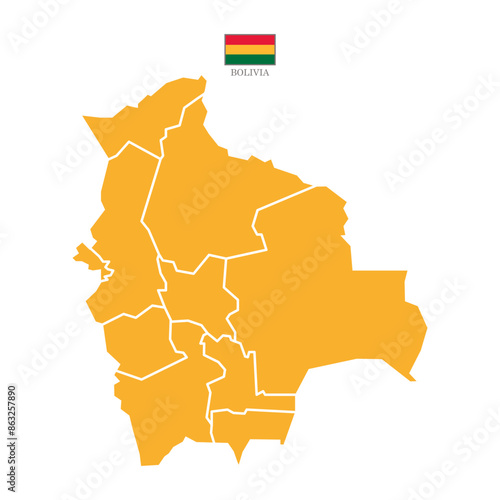 Silhouette and colored (orange) bolivia map