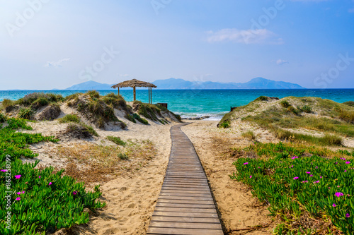 Tam Tam Beach - beautiful coast scenery with paradise beach on island Kos - travel destination in Greece, Europe