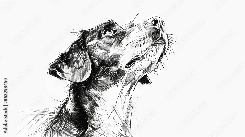 custom made wallpaper toronto digital A monochrome depiction of a pooch's head turned upward, with an opened jaw and extended tongue