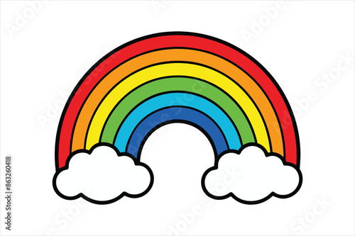 rainbow coloring page line art