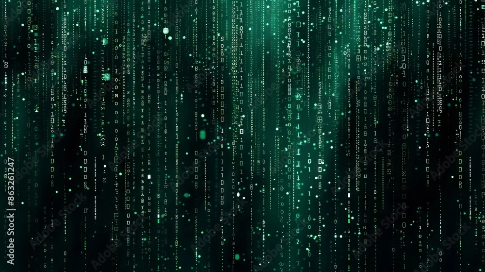 Abstract green digital rain background. Glittering digital data falling down. Abstract green digital rain background. Glittering digital data falling down.