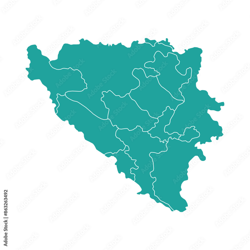Silhouette and colored (turquoise) Bosnia and Herzegovina map Silhouette and colored (turquoise) Bosnia and Herzegovina map
