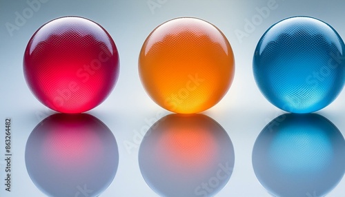 Three Different colored jelly balls in a Row