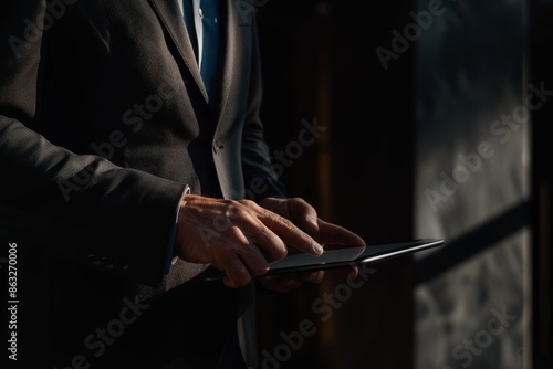 Businessman with a tablet in his hands Generative AI © València