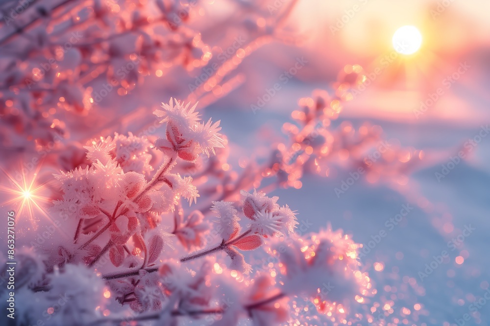 Frozen Winter Landscape with Snow-Covered Plants for Christmas Greetings Frozen Winter Landscape with Snow-Covered Plants for Christmas Greetings