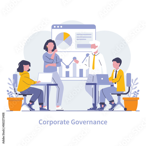 Strategic Management and Finance concept. Flat vector illustration.