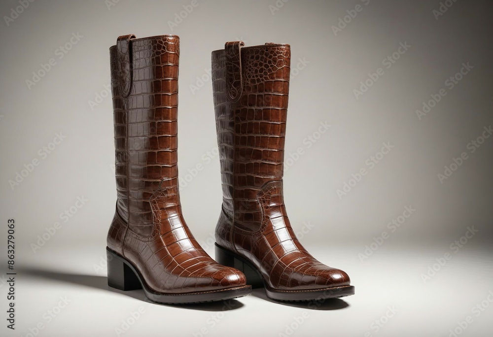 custom made wallpaper toronto digitalStylish women's crocodile boots, isolated background.