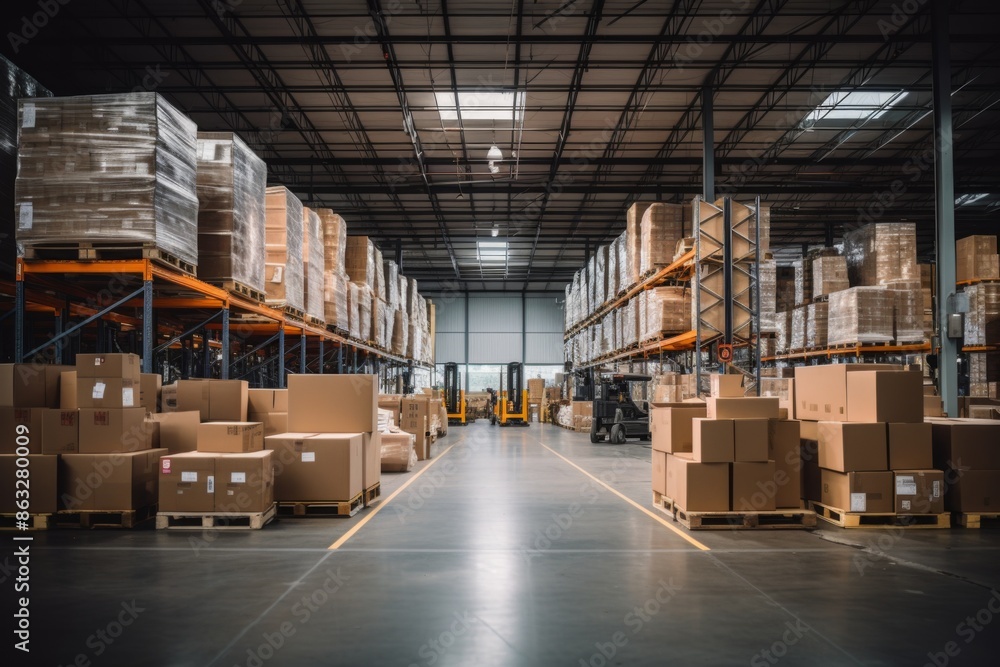 Interior of a large empty warehouse Interior of a large empty warehouse